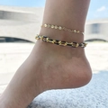 Bracelet de cheville bohème multicouche avec pièces dorées et chaîne émaillée noire - Émail Noir (AK09-1)