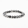 8mm snowflake obsidian natural stone beaded elastic bracelet for men and women - Snowflake Obsidian Style (BC494-4)