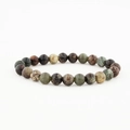 Handmade 8mm natural stone beaded stretch bracelet with earthy mixed mineral tones - Multicolor Mixed Stone Style (BC494-5)