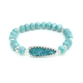 Elegant light blue crystal beaded bracelet featuring a teardrop-shaped pendant and silver spacers - Teardrop Pendant Style / Lake Blue Bead Dark Blue Core (BC512-2)