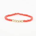 Handmade red beaded bracelet with irregular golden metal beads for bohemian women - Orange Red (BC493-3)