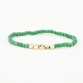 Bracelet élastique fait main avec perles en verre vert mat et accents métalliques dorés - Vert Lumineux (BC493-8)