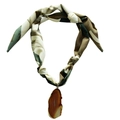 Silk scarf necklace with natural agate slice pendant and gold-plated metal edge - Abstract Scarf with Agate Slice Pendant (NS06-3)