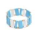 Handmade Miyuki geometric square bracelet in light blue and silver elastic design - Light Blue and Silver Color Blocking Style (BC496-3)
