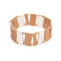 Handmade Miyuki bead bracelet with matte beige and silver geometric blocks - Nude and Silver Color Blocking Style (BC496-5)