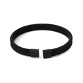 Minimalistisches schwarzes Edelstahl-Mesh-Armband in C-Form mit quadratischen Enden - Schwarz