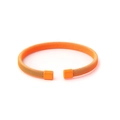 Orange stainless steel mesh cable open bangle with smooth square metal end caps - Bright Orange