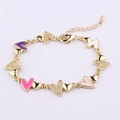 Damen Herz Armband in Gold mit lila rosa und weißem Emaille und Zirkonia Steinen - Mehrfarbiges Herz (BC562-9)