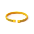 Yellow flexible wire mesh bangle with square caps on a minimalist C-shaped bracelet - Bright Yellow