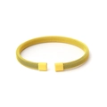 Stretchable mesh wire bracelet in bright yellow finish with square metal ends - Yellow