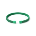 Minimalist green stainless steel mesh wire open cuff bracelet with square end caps - Green
