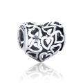 Ciondolo a cuore vuoto vintage in argento sterling S925 per bracciali e gioielli DIY - Stile con Molteplici Cuori Svuotati (1 T022A)