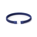 Blue mesh braided stainless steel open bracelet with a minimalist square clasp design - Dark Blue