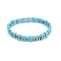 Pulsera de cuentas retro con lazos azules mate y cuentas redondas doradas pulidas - Azul
