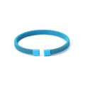 Sky blue mesh woven stainless steel open cuff bracelet with a matte textured finish - Sky Blue