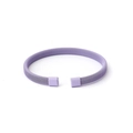 Purple mesh textured stainless steel open bangle with matte finish and square end caps - Violet