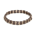 Minimalistisches Perlenarmband mit dunkelbraunen Schleifenperlen und goldenen Metallkugeln - Dunkelbraun