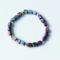 Imperial Jasper Armband mit lila und grünen rechteckigen Perlen und Goldzwischenstücken - Lila und Türkis gespleißt (BC590-1)