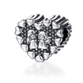 Charm a cuore in argento sterling S925 con rilievo d'angelo per bracciali fai-da-te - Stile Cuore con Rilievo di Angelo (17 ZZ0070)