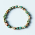 Natur-Kaiserstein-Perlenarmband mit goldenen Zwischenstücken für DIY-Schmuck - Turquoise and Orange Mixed Paint (BC590-3)