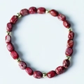 Handmade bracelet with irregular red imperial jasper beads and golden metal spacers - Dark Red and Light Purple Marble Texture (BC590-6)