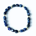 Blue natural emperor stone beaded bracelet with irregular shapes and golden spacers - Dark Blue and Light Blue White Intertwined (BC590-7)