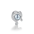 Detalle macro del colgante de corazón en plata S925 con circón grande y pavé de piedras - Virgo (X473)