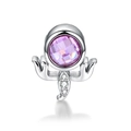 Detalle del charm astronauta de plata S925 con gema púrpura y circonitas brillantes engastadas - Escorpio (X475)