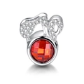 Detalle de abalorio de plata S925 con gema roja facetada y detalles de pavé brillante - Acuario (X478)