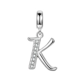 Pendentif lettre K en argent sterling S925 poli orné de pierres de zircone scintillantes - Lettre K