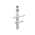 Charm pendentif lettre F en argent sterling S925 avec zircons pour bracelets DIY - Lettre F