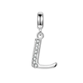 Pendentif lettre L en argent sterling avec oxydes de zirconium blancs brillants - L