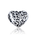 Ciondolo cuore in argento sterling S925 con motivo a vite per braccialetti DIY - Stile Cuore con Motivo a Vite Svuotato (2 T022B)