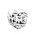 Ciondolo a cuore in argento sterling S925 con incisione I Love You per bracciali - Stile Cuore con Scritta I Love You (3 T162)