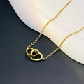 Elegant gold double heart interlocking necklace with minimalist polished titanium steel chain - Double Heart / Gold