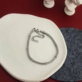 Elegant silver stainless steel mesh bracelet with polished metal charms and lobster clasp - Bamboo Mesh Bracelet (7792) / Silver