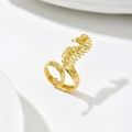 Elegant gold plated stainless steel seahorse ring with a minimalist open adjustable design - US 6 / Seahorse Style