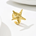 Minimalist gold-plated stainless steel starfish ring with adjustable band for women - US 6 / Starfish