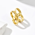 14k gold plated stainless steel ring with a twisted cross double band design - US 6 / Geometric Criss Cross Style