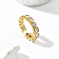 14k gold plated stainless steel eternity ring with heart cut cubic zirconia stones - US 6 / Full Heart Eternity Style