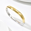 Brazalete abierto irregular de acero inoxidable chapado en oro 14K bicolor pulido - Estilo Pulido Bicolor Oro Plata (2259) / Tono Oro Plata 14K