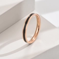 Minimalist rose gold titanium steel ring with black enamel center band for women - US 6 / Black