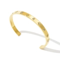 Brazalete abierto de acero chapado en oro de 14k con relieve de estrella y circonita - 14k / Estilo Estrella Hexagrama (2264)