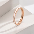 Minimalist rose gold titanium steel ring with white enamel inlay for women - US 5 / White