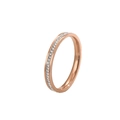 Anello minimalista in acciaio al titanio oro rosa con una fila di zirconi brillanti - US 6 / Oro rosa