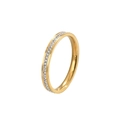 Elegante anello in acciaio al titanio dorato minimalista con fila di cristalli pavé - US 6 / Oro