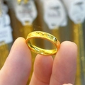 Bague en titane plaqué or 18K avec motif écailles de dragon et bords perlés brillants - Taille 5 / Style Écailles de Dragon (3349) / Or