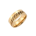 Anillo de titanio dorado con números romanos y diseño de cadena de eslabones - US 6 / Dorado