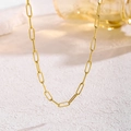 Collier élégant à maillons trombone dorés pour femme en acier inoxydable poli - Collier Chaîne Trombone (81299) / Or