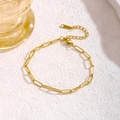 Bracelet à maillons trombones dorés en acier titane avec fermoir mousqueton réglable - Bracelet Chaîne Trombone (70005) / Or